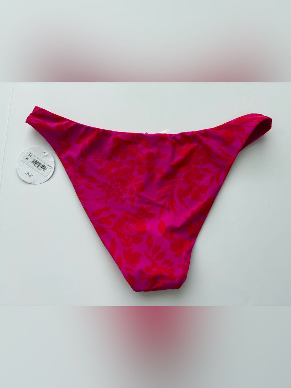 Altar’d State Swim NWT Pink Red Floral High Leg Bikini Bottom M - Picture 2 of 8